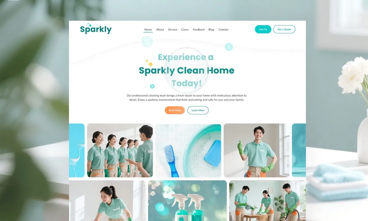 居家清潔品牌 Sparkly Clean Your Home 網站設計作品